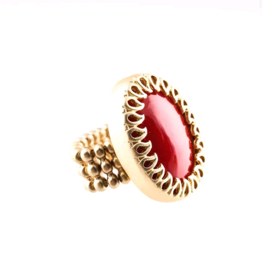 MARLYN SCHIFF Silver Tone Glass Stones Statement Ring NEW - Picture 6 of 6
